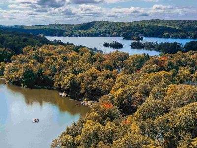 Highland Lakes, Vernon Township, NJ, early fall afternoon aerial